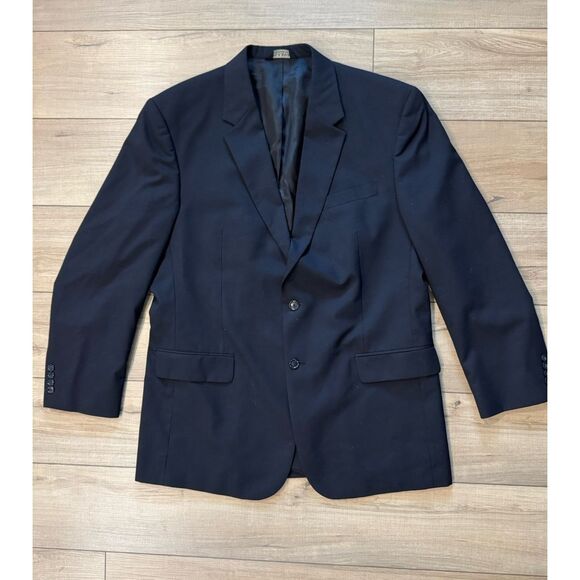 Jos A Bank 100% Wool Blazer 46L Navy Blue Classic Suit Jacket Mens - Picture 2 of 3
